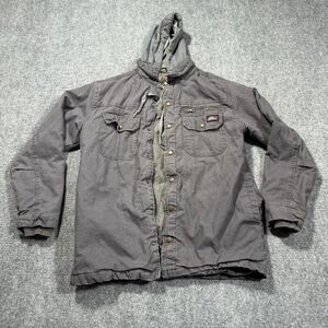 Dickies Jacket Mens Medium Gray Hoodie Lined Canvas Workwear